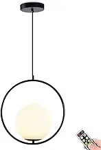 KEFA Modern Not Hardwired Battery Operated Glass Globe Pendant Light Fixtures，Industrial Style Kitchen Island Lighting with White Shade, Wireless Hanging Pendant Light for Living Room Restaurant Bar(B