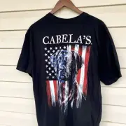 NWT Cabela’s Short Sleeve Big American Flag Lab T-Shirt Cotton Adult Large (H)
