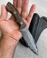 Fixed Blade Knife With Leather Sheath Full Tang Blade outdoor Camping Knife AU
