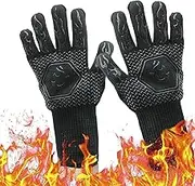 BBQ Fireproof Gloves, 1472°F Washable Long Silicone,Non-Slip Silicone Oven Gloves, Kitchen Safe Cooking Gloves for Oven Mitts,Barbecue,Cooking, Frying, Cutting 12.6 Inch-Black