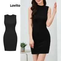 在飛比找蝦皮商城優惠-Lovito 女款休閒素色基本款洋裝 L68ED232 (黑