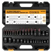 31-Piece Torx Bit Socket Set Premium CR-V & S2 Alloy Steel Star T8-T70 & E-To...