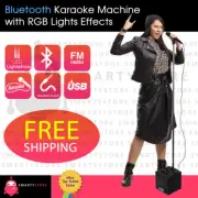 Bluetooth Karaoke Machine AUX-in USB playback FM radio 6 Mode RGB lights Effect