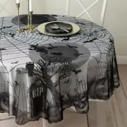 Halloween Fabric Tablecloth, Halloween Table Cloth for Dinners and Parties (Spoo