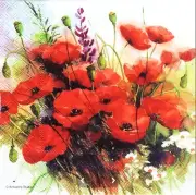 "New" 3 Paper Napkins for Decoupage/Scrapbooking/Craft-Wild Poppies
