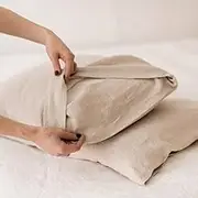 Plobeca 2 Pack 100% Natural Linen Pillowcases,Breathable and Cooling Pillow Cases for Hot Sleepers,Envelope Cushion Cover Decoration Pillowcase,Solid Color (50x70cm)