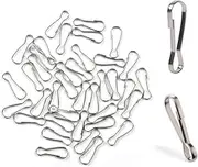 100pcs Stainless Steel Lanyard Snap Spring Hooks, Rust-Proof Lanyard Clasp Zipper J Clip for Key Chain ID Name Card Tag DIY Craft Badge Holder Keyring -1 Inch（25mm）304 Stainless Steel