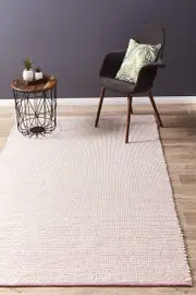 Abode Rug Culture Pink & White Handmade Felted Wool Scandi Rug