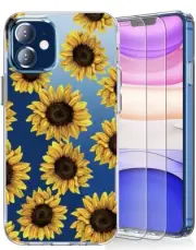 iPhone 12 and 12 Pro with Screen Protector,Luxury Clear Floral Case.