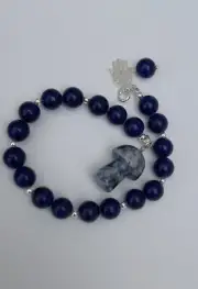 925 Sterling Silver Spiritual Energy Lapis Lazuli Hamsa Bracelet