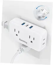 Multi Plug Outlet Extender with USB - Outlet Splitter, 4 AC 4AC+2USB A+1USB C