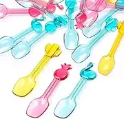 GET FRESH Plastic Mini Ice Cream Spoons – 27pcs Reusable Colorful Small Plastic Gelato Spoons for Kids Daily Use – Coloured Plastic Kids Mini Spoons for Ice Cream and Dessert