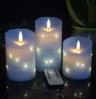 danip Sky Blue LED Flameless Candle with Embedded Starlight String, 3 LED Can...