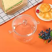 Glass Simmer Pot with Lid and Handles Clear Cooking Pot 1.5L Glass Pot Heat Resistant Sauce Pan Nonstick Stew Pot Multifunctional Soup Pot for Pasta Noodle Soup Milk
