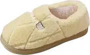 [Generic] Winter Couples Wimen Warm Baotou Plush Soft Bottom Comfortable Solid Color Flat Cotton Slipper Beaded Slide Sandals for Women
