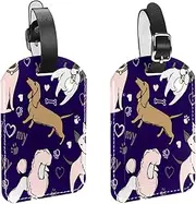 [WOSHJIUK] Luggage Tags,2 Pack Labels Suitcase Tags,Purple Background pet Dogs,Luggage Tags Privacy Protection Travel Bag Tag