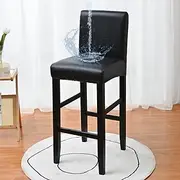 2 Pcs 100% Waterproof Bar Stool Cover Burgundy Stretch Counter Stool Pub Chair Slipcover Cafe Barstool Cover Pu Leather for Patio Outdoor Bar Restrant Wedding