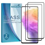 [2 Pack] Full Coverage Samsung Galaxy A73 5G Tempered Glass Crystal Clear Premium 9H HD Screen Protector by MEZON (Galaxy A73 5G, 9H Full)