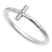Cross Ring Genuine Sterling Silver 925 Face Height 8 mm Sizes 3 - 10