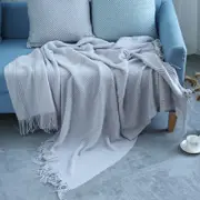 130*170cm Cozy Decorative Knit Woven Throw Blanket Sofa Throw Bed Throw Bed Blanket - Grey