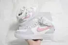 Nike Air Force 1 Mid Custom White Shoes "Gray Light Pink Swoosh" Mens Womens