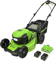 Greenworks 2 x 24V (48V) 21" Brushless Cordless Self-Propelled Lawn Mower, (2) 5.0Ah USB Batteries (USB Hub) and Dual Port Rapid Charger Included