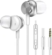 Fasgear Wired Earbuds, in Ear Earphones with Mic & Volume Remote Control Deep Bass Sport Headphones Stereo Sound Compatible with iPhone 6S Plus 5S SE,iPad Pro,iPod,Smartphones, Tablets, Laptops and All 3.5mm Audio Jack (White)