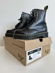 Dr. Martens 1460 Bex Smooth Leather Platform Boots Black Womens 6/Men 5 Lace Up