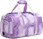 Kids Dance Bag Gymnastics Bag Girls Boys Duffle Bag Gym Sports Ballet Bag with Shoe Compartments, Girls Overnight Weekender Carry On Travel Bag, Flow Sand Purple