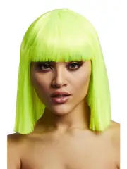 Lola Womens Lime Green Deluxe Bob Wig with Fringe