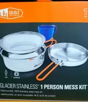 GSI Outdoors Stainless 1 Person Mess Kit For Camping & Backpacking