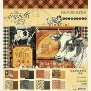 GRAPHIC 45 "FARMHOUSE" 8X8 PAPER PAD FARM ANIMALS 24 SHEETS RETIRED SCRAPJACK'S