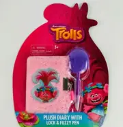 NIP Dreamworks Trolls Plush Diary With Lock And Fuzzy Pen Ages 3+ Pink Purple