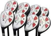 LEFT HANDED Majek Golf Senior Men’s All Hybrid Complete Full Set, which includes: #3, 4, 5, 6, 7, 8, 9, PW Senior Flex Total of 8 New Utility “A” Flex Clubs with Premium Men's Arthritic Grip