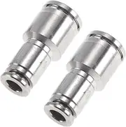 X AUTOHAUX Push to Connect Air Fittings 3/8" x1/4" Reducing Straight Air Line Quick Connector 304 Stainless Steel 2 Pcs Silver Tone
