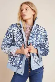 NWT Anthropologie Denim-Trimmed Reversible Patchwork Jacket size Small