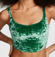 Victoria's Secret Wireless Lightly Lined Corset Cami Bra Crop Top Velvet Green