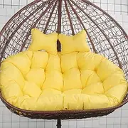 Seat Cushion,2 Person Hammock Swing Chair Cushion, Double Seater Egg Chair Cushion Only, 2 Seater Cushions for Hanging Basket Chair Waterproof, Cover Washable and Detachable(Yellow)