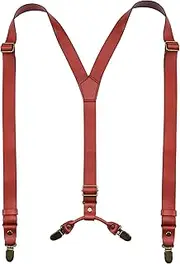 [MoHern] Suspenders for Men Heavy Duty, Adjustable Y Back Design with Strong Double Back Metal Clips, Ideal Mens Leather Suspenders for Groomsmen, Perfect Wedding Gift
