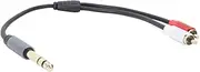 MENDUNER 6.35mm Y Splitter Cable Stereo Male to 2 Male 11.8 Inch - PVC Zinc Alloy Cord for Amplifier Speaker CD Player