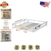 Expandable Pull-Out Cabinet Organizer - Chrome Slide Out Drawers 12.1”-18.4”