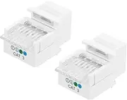 uxcell 2 Pack RJ11 Cat 3 Telephone Jack, Cat3 Coupler Phone No Punch Down Tool-Free Module Connector Adapter, White, 19mm