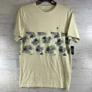 Men’s Volcom Yellow Floral Parables Blocked Crew Shirt Size Logo S NWT SS Skate