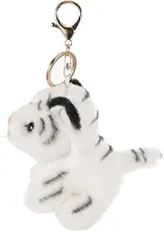 [GREENADSCAPE] Plush Tiger Shape Keychain Fluffy Keyring Pendant for Bags and Keys Cute Stuffed Tiger Hanging Decoration for Boys and Girls and Adults for Animal