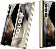 Toughened Glass Phone Case for Samsung Galaxy Z Fold 6, Color Painting Folding Shell for Z Fold6, Anti-Fall Cover with Electroplated Frame (4, for Fold 6)