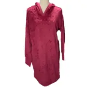 Nautica Burgundy Hooded Fleece Pullover Sleepwear Pockets Warm Robe Medium NWT