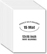 AUEAR, 15 Pack 12x16 Uncut Matte Boards White Photo Mat Board Great for Picture Framing, Print, Artwork