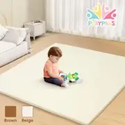 Playpals Kids Play Mat Baby Crawling Soft Leather Cover Foam Padding Beige/Brown