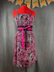 Ann Taylor LOFT Black-Pink-White Swirls Geometric Strap/Strapless Mini-Dress 12