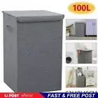 100L LAUNDRY BASKETS WASHING CLOTHES STORAGE FOLDING BASKET BIN HAMPER WITH LID.